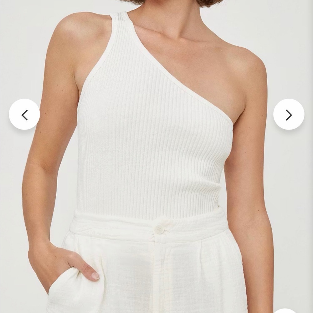 LACAUSA One-Shoulder Ribbed Tank in White